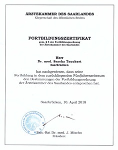 Fortbildungdzertifikat S. Tauchert